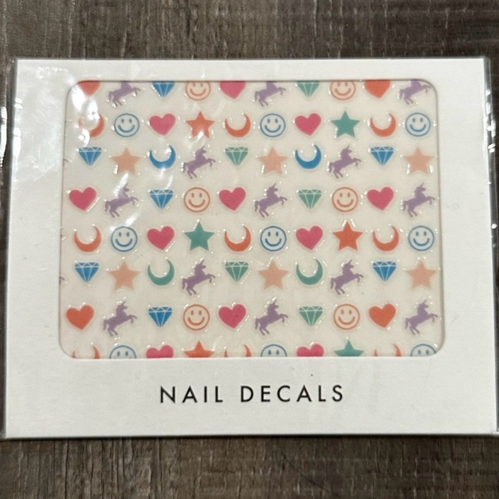 💞 New 100-Pack Colorful Unicorn & Shape Nail Decal Stickers